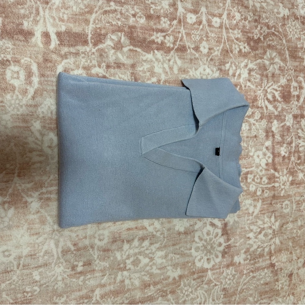 Classy Knit Light Blue Polo Tee - Picture 12 of 12